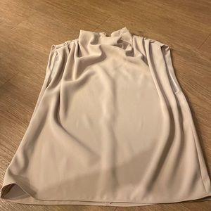 NEVER WORN tan sleeveless top with a ruched collar